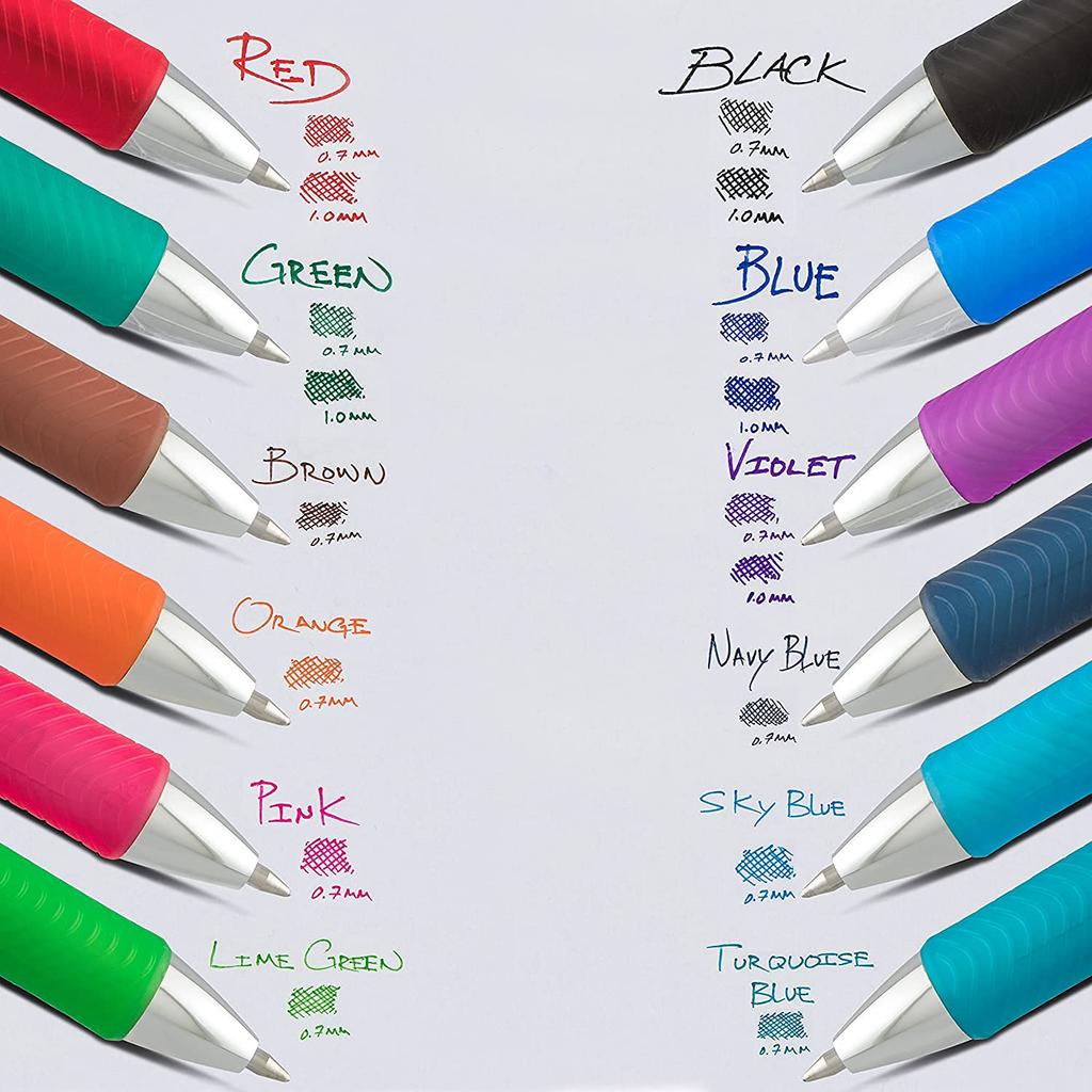 PENTEL Ballpoint Pen Gel Ink Energel Knock Type Limited Silver Shaft 20 Colors 0.7mm BL77-20