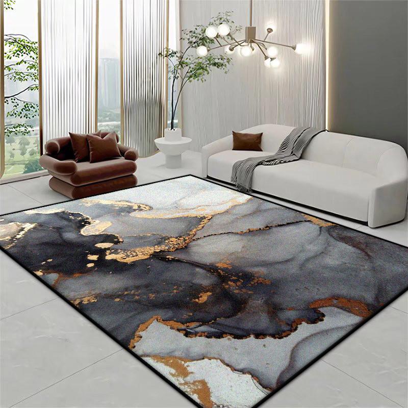 Light Luxury Marble Style Large Living Room Rugs Room Decoration Aesthetic Bedside Plush Carpet Cloakroom Bathroom Soft Door Mat
