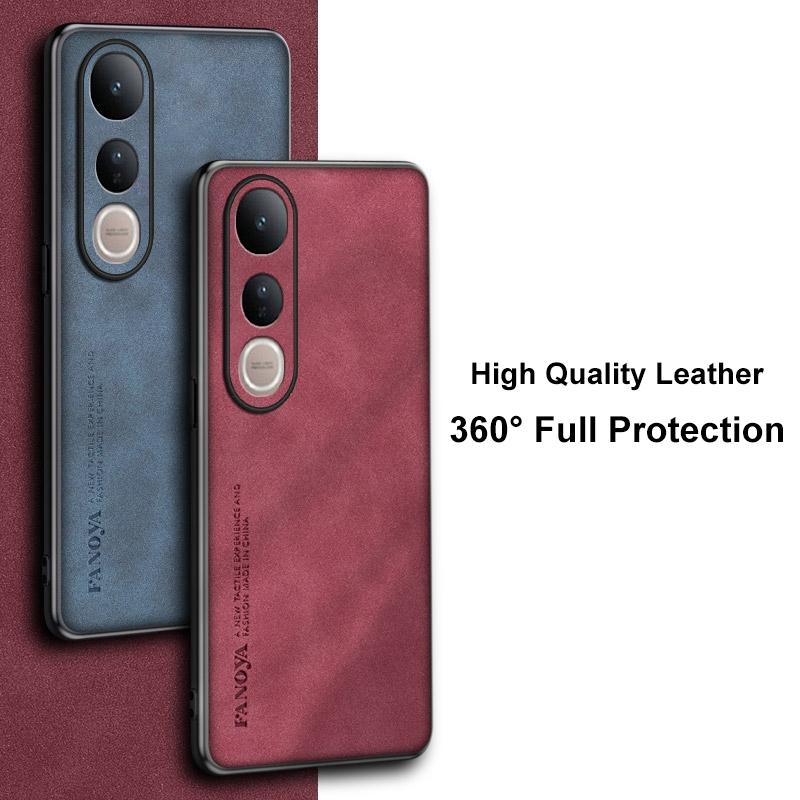 For Vivo V50 Lite Case Luxury PU Leather Phone Case For Vivo V50 Lite 5G Back Cover Matte Silicone Shockproof Full Protection