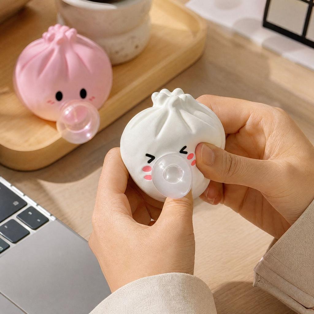 Steamed Bun Toy That Blows, Soft Non-Sticky and Toy, Realistic Food Play Toy