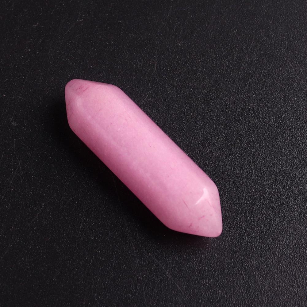 32x8mm Natural Stone Crystal Double Pointed Hexagonal Column Pendant Necklace