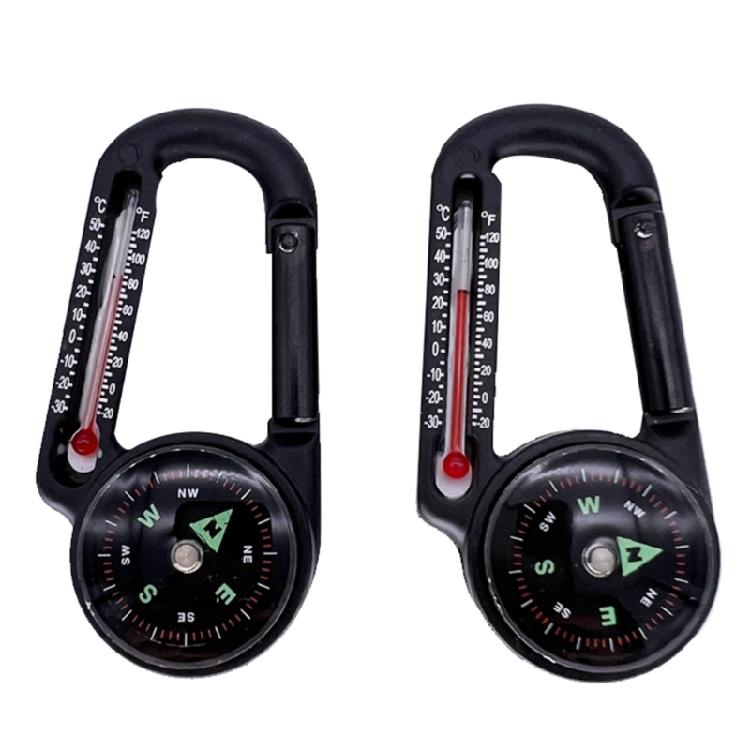 Portable Carabiner with Compasses & Thermometer Mountaineering Buckle Keys Hook