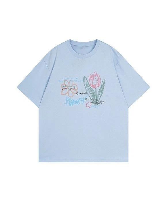 Cute Flower Pastel Aesthetic Minimal Graphic T T-Shirt L