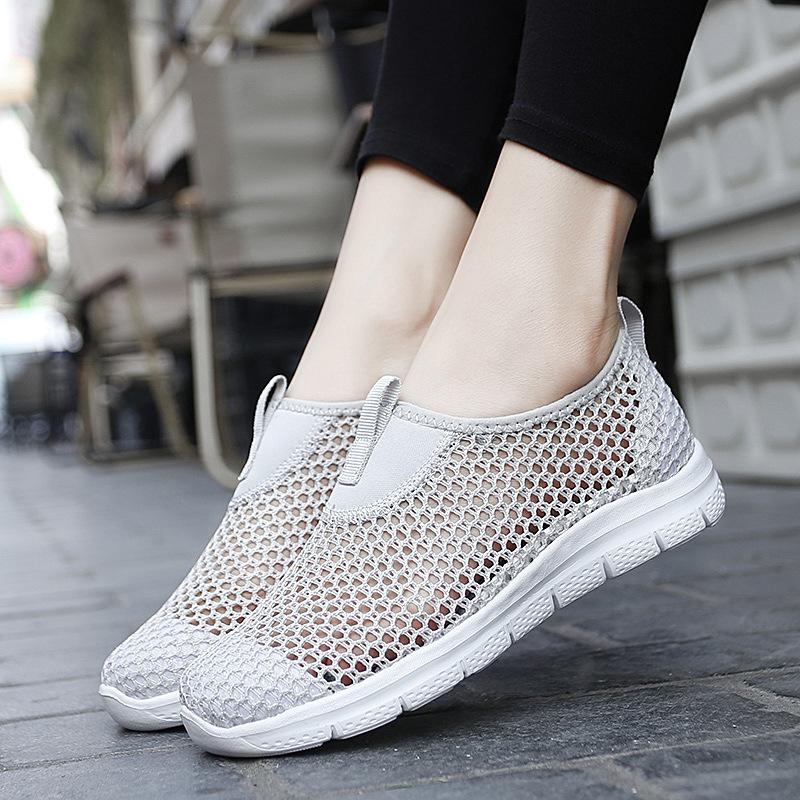 Shoes Women's Walking Shoes Lightweight Mesh Hollow Breathable Women's Shallow Mouth Casual Mother Shoes Single Mesh Shoes Summer