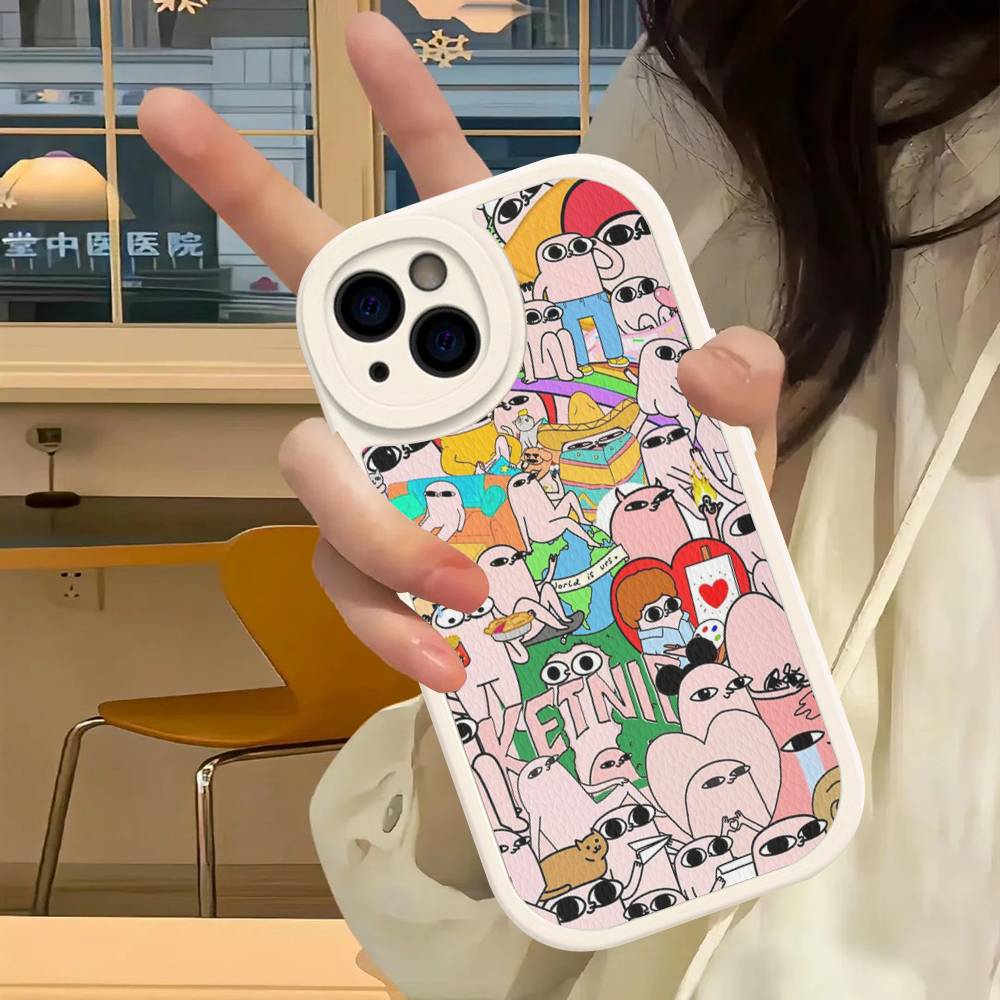 Ketnipz Cartoon Leather Phone Case For IPhone 15 14 13 Pro Max 12 11 16 Plus Phone Cover