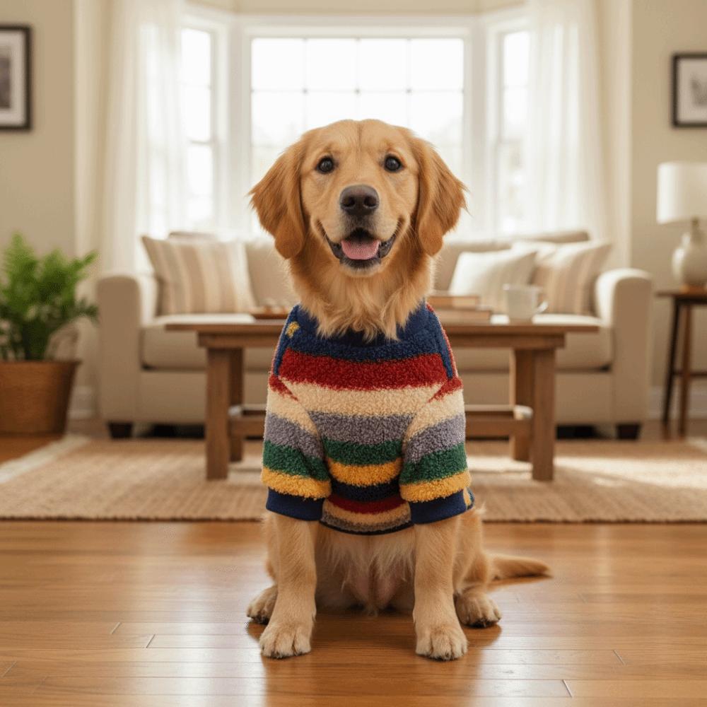 Warm Dog Four Legged Clothes Rainbow Striped Striped Dog Clothes Fashion Pet Sweater  Autumn Winter