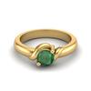 5MM Round Shape Genuine Emerald 925 Sterling Silver Gold Vemreil Women Promise Ring