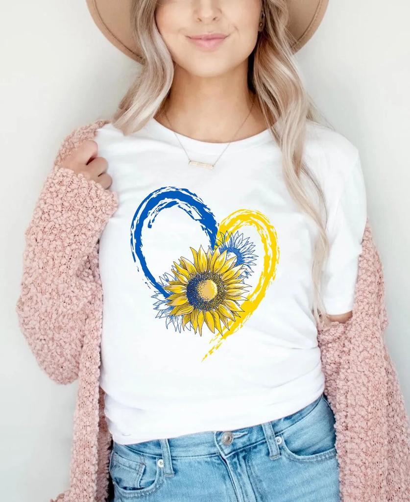 Heartbeat Blue Yellow Women Print T-shirt Girl Y2K Short Sleeve Tee Tops Lady 90S Sweetshirts FeUnisex Harajuku Clothing