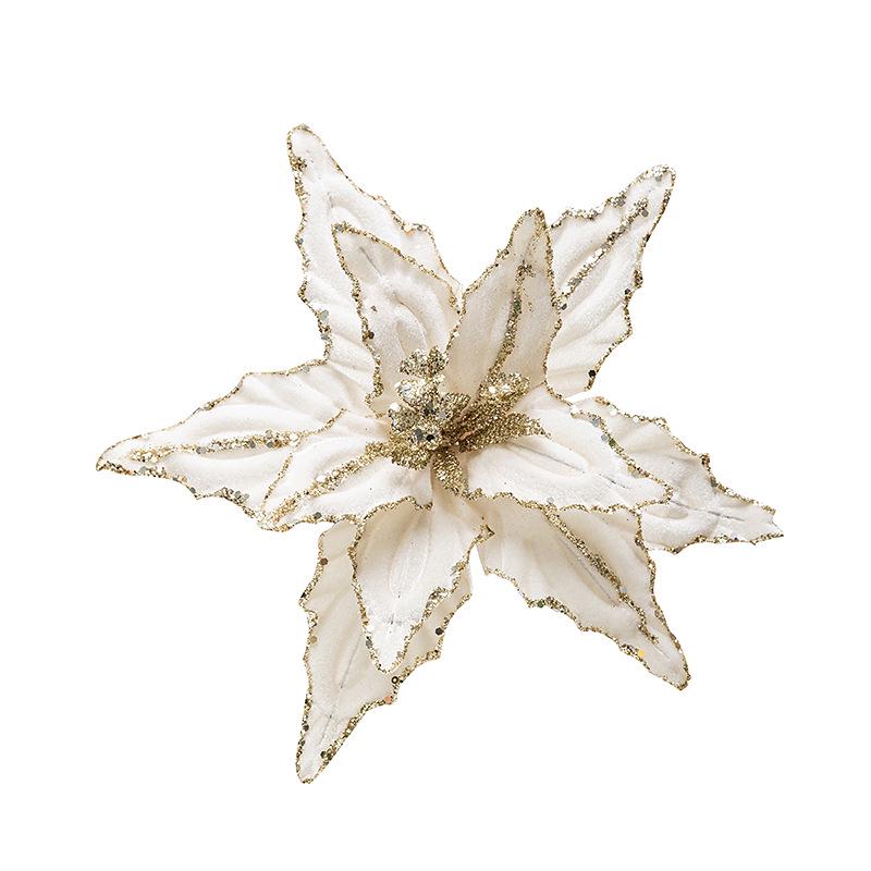 Luxurious 26CM Red & Gold Velvet Sequin Artificial Christmas Flower Tree Decoration