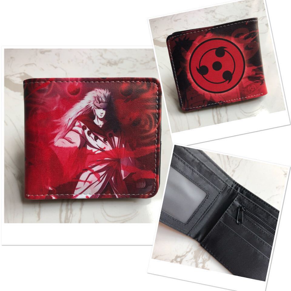 Naruto Wallet Anime Figure Uchiha Madara Kakashi Sasuke Pu Leather Short Coin Purse Multi Functional Wallet Card Holder Gift