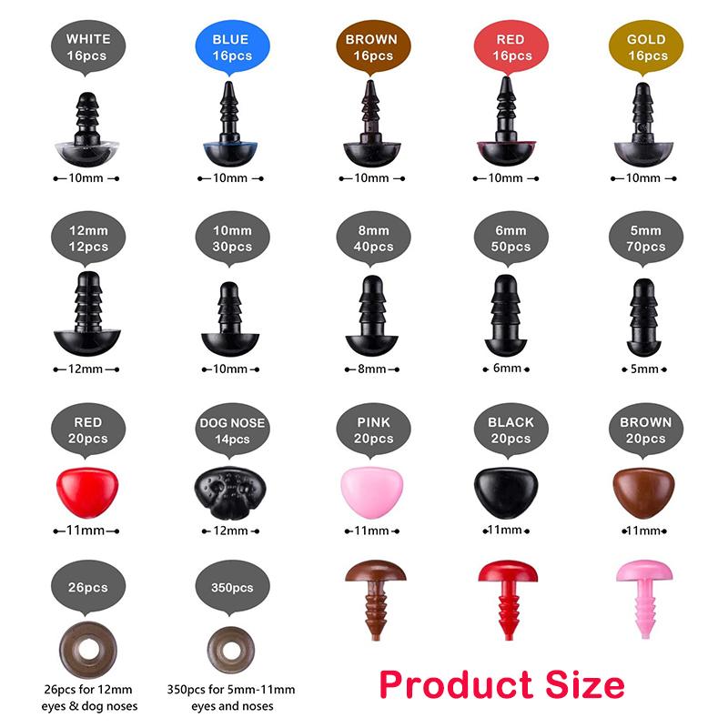 752 Pcs Doll Teddy Eyes Plastic Googly Wiggle Eyes for DIY Scrapbooking Crafts Projects DIY Dolls Accessories Eyes Handmade Toys