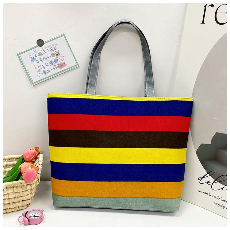 Korean Style Artistic Printed Canvas Tote Bag - Large Capacity Women's Shoulder Handbag