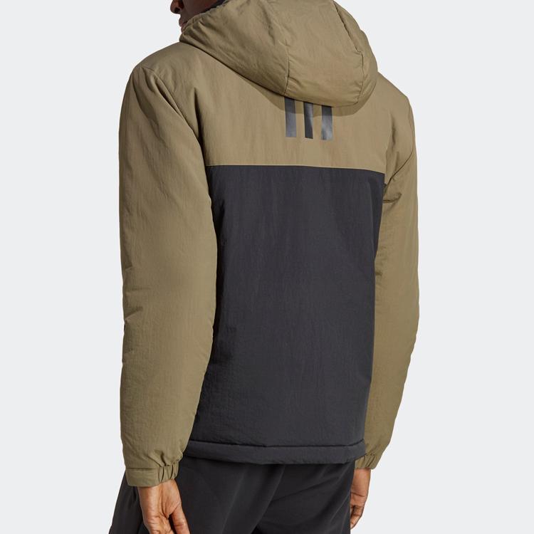 Adidas Color Block Zip-Up Hooded Cotton Jacket Men Jackets Layered-Olive-Green HM2264