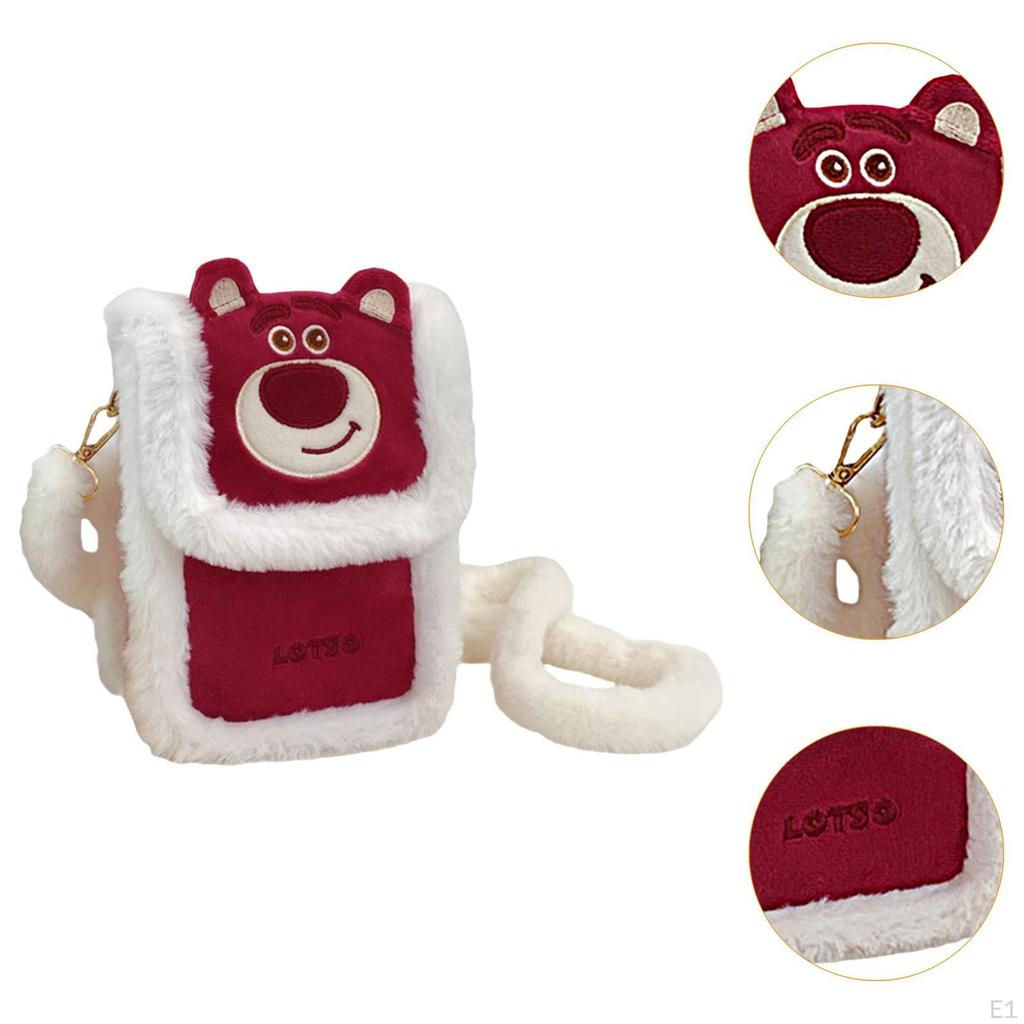 Plush Crossbody Bag Small Stylish with Adjustable Strap Cartoon Shoulder Red