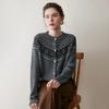Cardigan Dama Etnic Fair Isle Floral din Cașmir - Pulover cu Tricotaj Larg și Gât Rotund