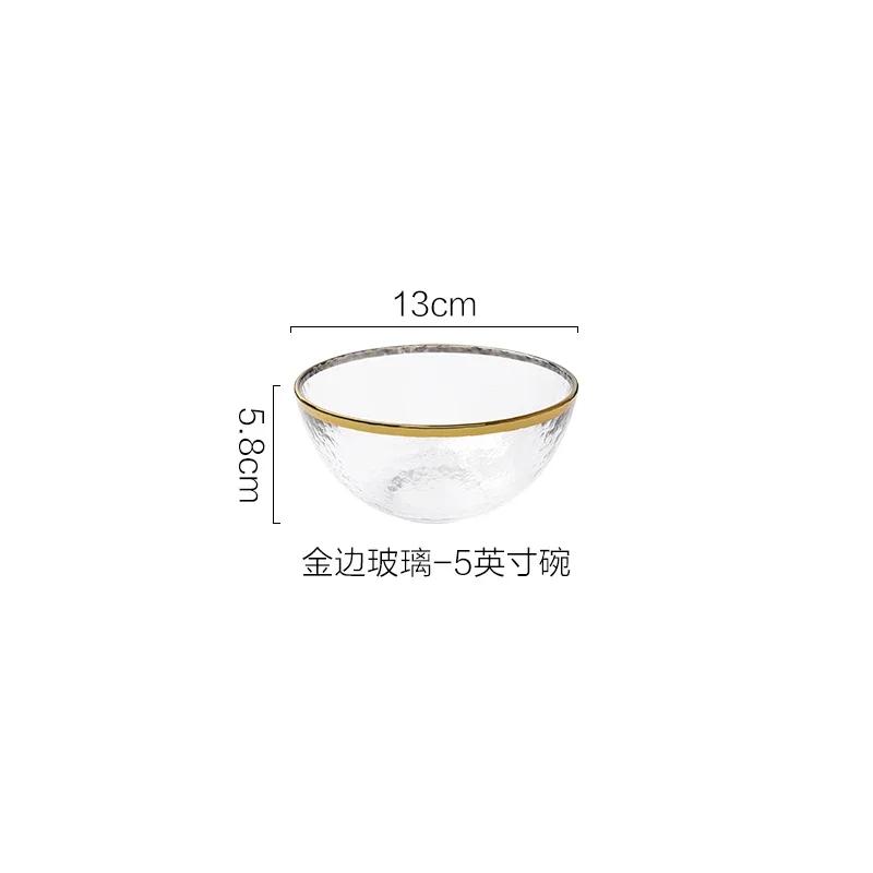 Nordic Glod Charger Glass Dinner Dish Plate Salad Soup Fruit Bowl Dessert Bead Wedding Plate Decorative Tableware