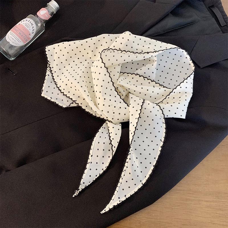 Korean Sweet Neckerchief Polka Dot Headband Turban Fashion  Fresh Small Scarf Thin Striped Triangular Hair Band Girls Headscarf