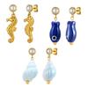 Chic Beach Inspired Drop Earrings For Women Girls Stainless Steel Jewelry With Ceramic Details Lightweight Design