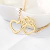 ZRM Fashion Hollow Pet Paw Footprint Necklace Shellhard Cute Animal Dog Cat Love Heart Pendant Necklace Jewelry For Women Girls