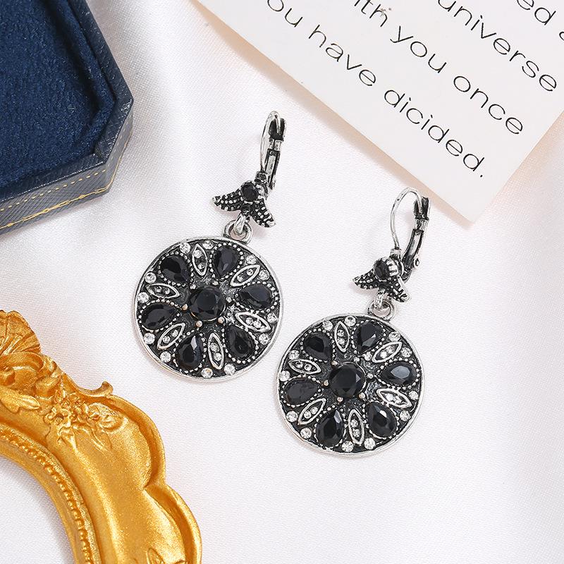 Ruby and Red Corundum Water Drop Earrings with Colored Sapphires and Diamond Studs in White Gold Plating