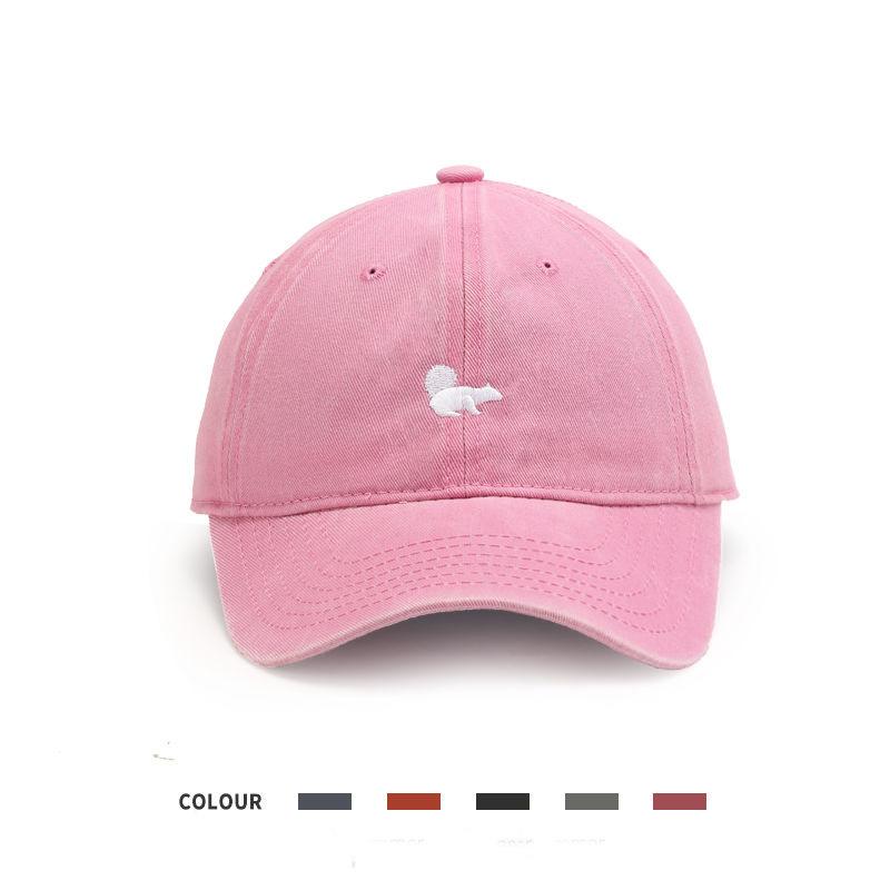 Baseball Cap Summer Sunscreen Retro Washed Sun Hat Student Versatile Trend Squirrel Embroidery Cap Female