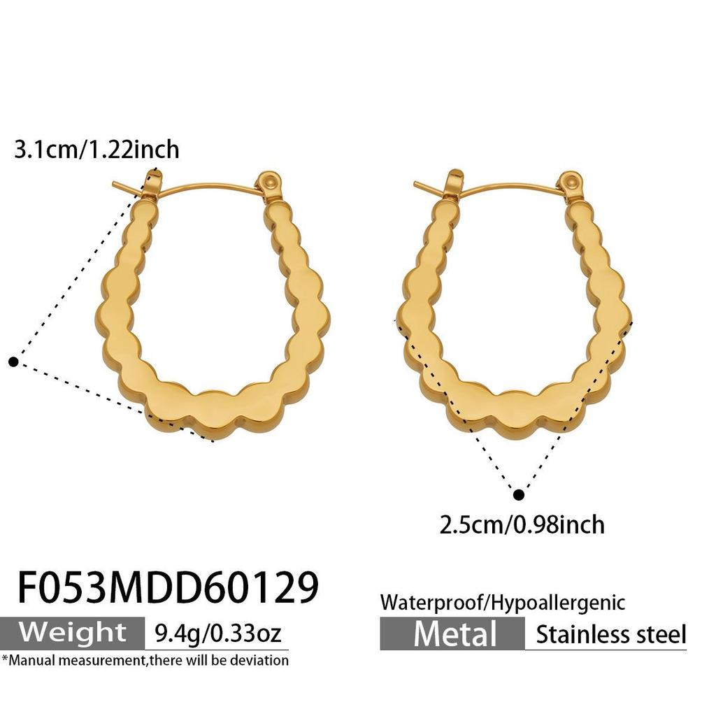 18k Gold-Plated Stainless Steel Geometric U-Shaped Earrings - Simple, Fashionable, Versatile 