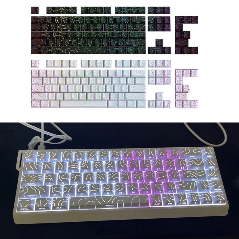 Original Height Side Engraved Keycaps Premium PBT Contour4.0 Theme for 61 64 68 75 84 87 Mechanical Keyboards