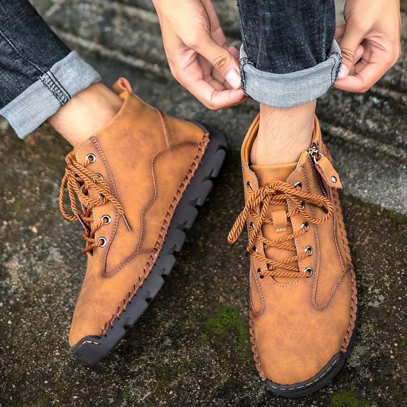 Große Größen, lässige Lederschuhe für Herbst und Winter, Herren-Outdoor-Retro-Stiefel aus Rindsleder, 20252025