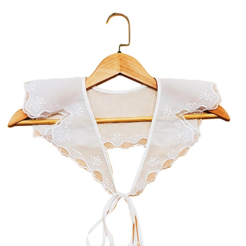 

False Collar Dickey Collar Embroidery Collar Venise Lace Up Neckline Easy To Wear Detachable Collar Women 1 белый