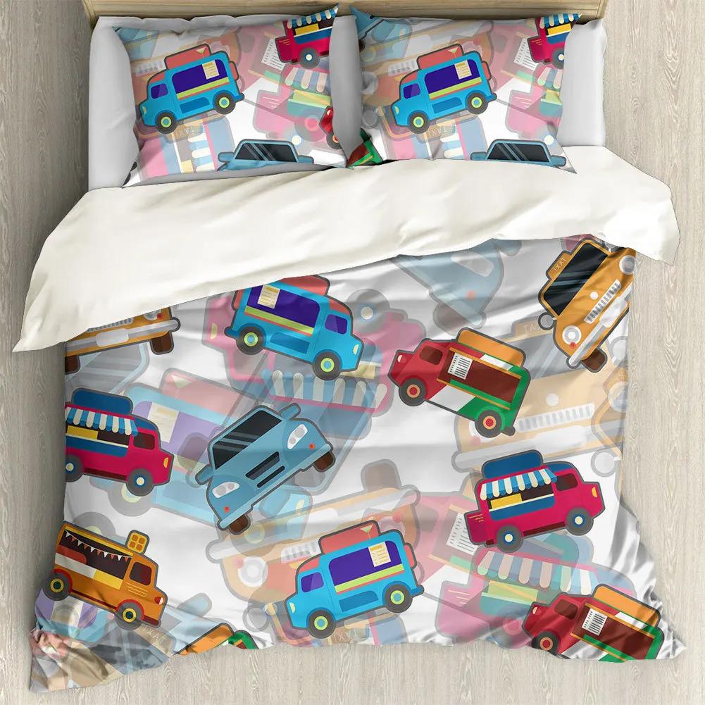 Carton Car Cover Toy Truck Bus Soft Duvet Cover Excavator Children Young Boys Young Girls Gifts Trafic Light Smal Animals Drive Bedrom Decor