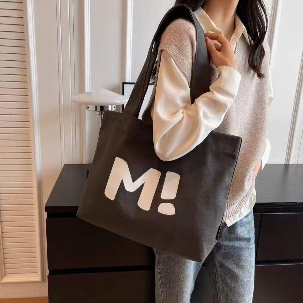 

Printed Canvas Tote Bag Shoulder Bag Letter Tote Bag Casual Simple Handbag Travel хакі