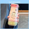 Letter Dog Cartoon Pattern Ceramic Inner Thermos Bottle With Straw For Travel And Office Use