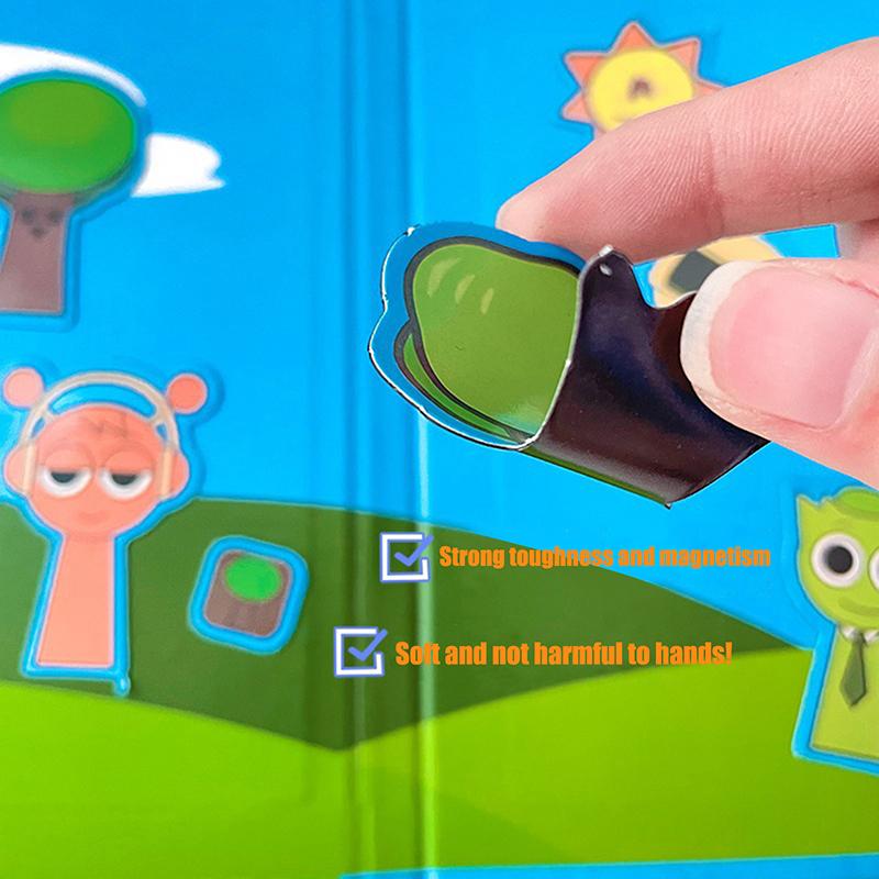 1 Set Children Diy Handmade Cut Paper Book Sprunki Incrediblebox 18Cm Large Magnetic Quiet Book Magnetic Toy Birthday Gift