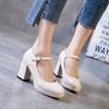 Fashion New Fashion Womens Shoes Simple Comfort Shallow Mouth Single Shoe Retro Square Heel Mary Jane Shoes Elegant Footwear High Heels