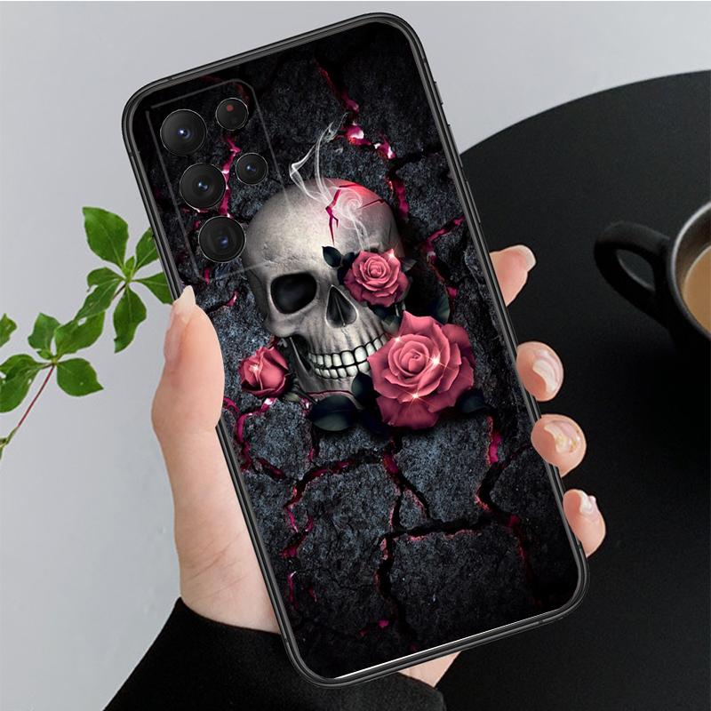 Phone Case for Samsung Galaxy A35 A55 A54 A15 A25 A05s A05 A22 A24 A52 A33 A34 M34 M14 M54 M23 Skull Rose Butterfly Case Funda