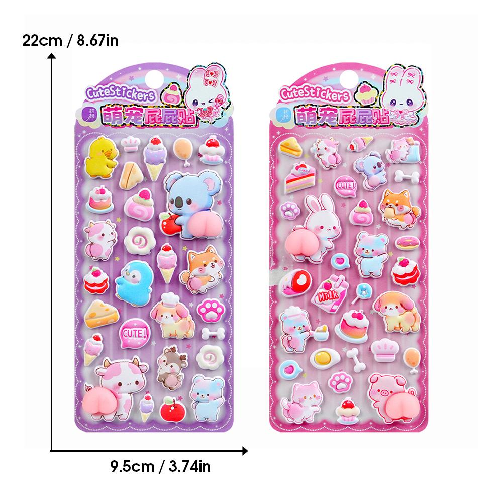 1/4PCS Cute Panda Stress Relief Stickers 3D Embossed Decor for Kids’ Crafts Gift Embellishment 3D Stickers For Hand Pencil Case