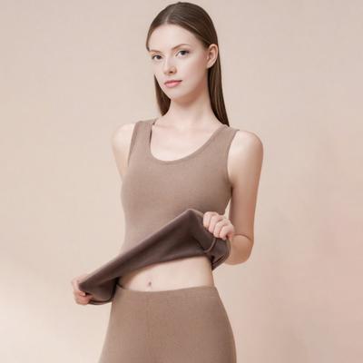 Thermales Tanktop für Damen Fleecegefüttert Ärmellos Unterhemd Rundhals Camisole Warmes Base Layer Slim Fit Unterwäsche Tops