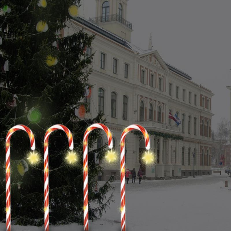 

8Pcs/set Christmas Candy Cane Lights With Stakes Solar Powered Pathway Markers Solar Powered Waterproof LED Floor Lamp United States