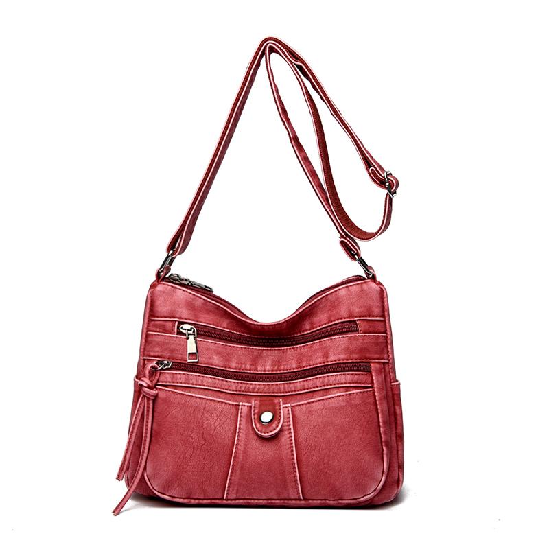 

Women s Shoulder Bag Soft Leather Crossbody Bag Mother s Bag красный