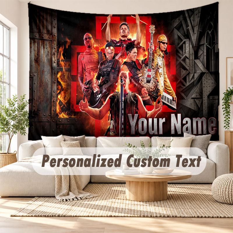 Custom Name Wall Hanging Tapestry,Rammstein Decorative Backdrop Tapestry For Dorm Home