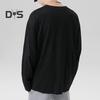 Herren T-Shirt Rundhals Langarm Einfarbig Pullover Tops Lockere Passform Weiches Atmungsaktives T-Shirt Home Gym Street Wear