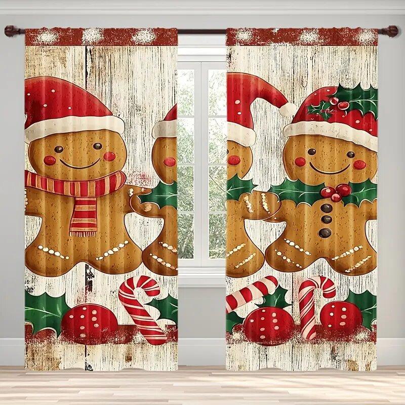 Christmas gingerbread man bag curtains   bedroom and living room decoration   home decoration   Christmas decoration