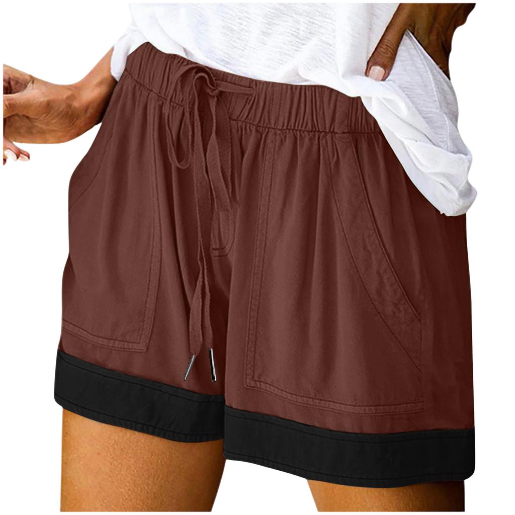 Women's Fashion Casual Elastic Waistband Pocket Drawstring Shorts