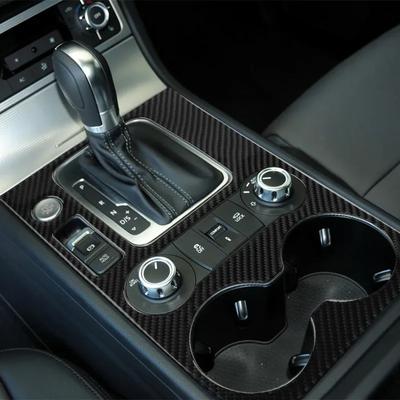 LHD Vnitřní dekorace panelu řadicí páky a držáku nápojů z uhlíkových vláken Samolepka pro Volkswagen Vw Touareg 2011-2018