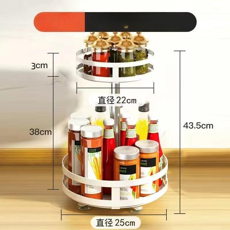 

Многофункциональный вращающийся ящик для хранения - компактный кухонный органайзер с противоскользящим держателем для настольных специй и косметики, регулируемая высота 2 Layers белый