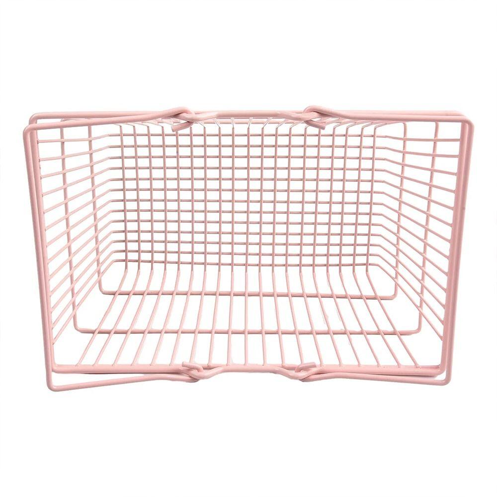 S/M/L Storage Basket Mini Large Capacity Desktop Organizing Basket Iron Pink Hand Basket for Jewelry Cosmetics Parts Sundries