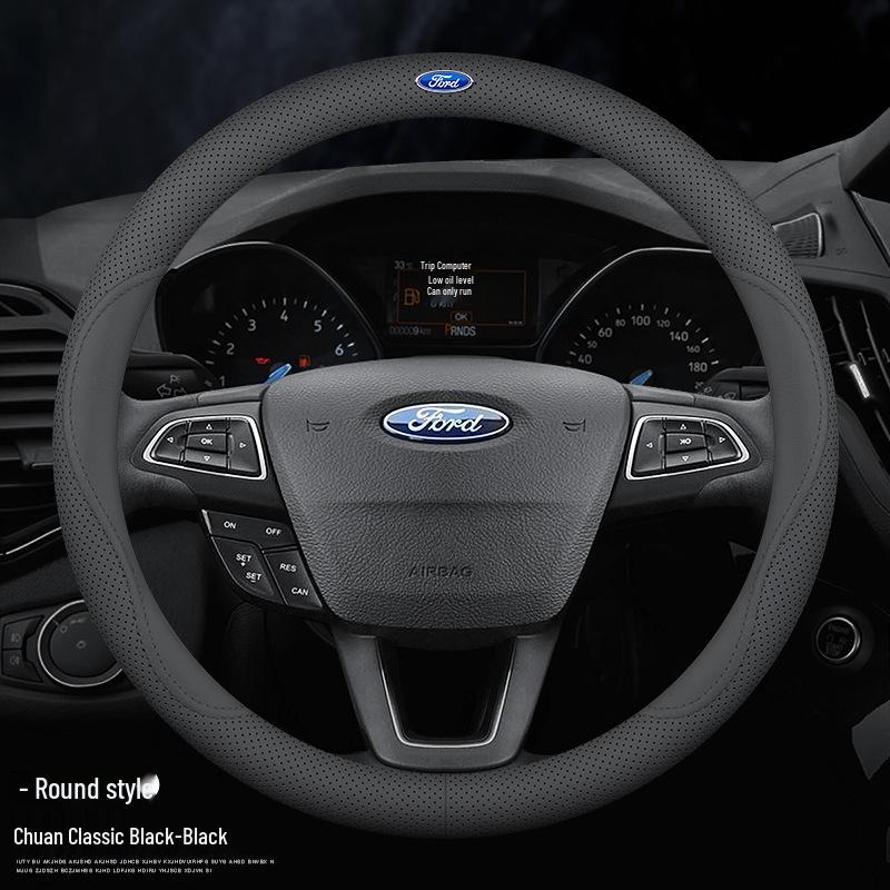 Ford Steering Wheel Cover: Genuine Leather for Mondeo, Edge, Kuga, Focus, Fiesta, Explorer, Mustang