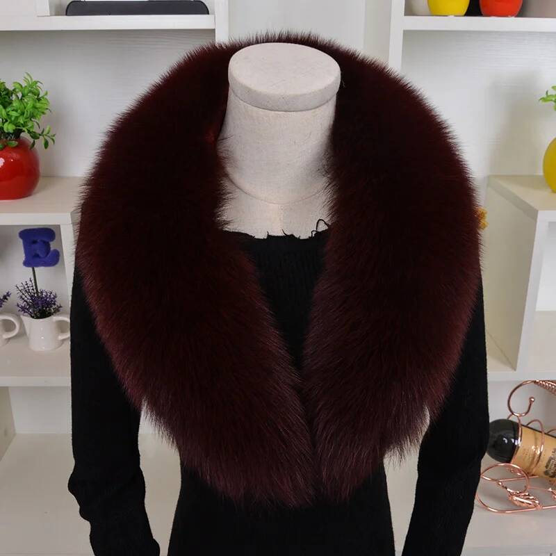 Real Fox Fur Collar For Women Winter Neck Keep Warm Scarves Men Fashion Luxury Genuine Coat Jacket Shawl Big Size
