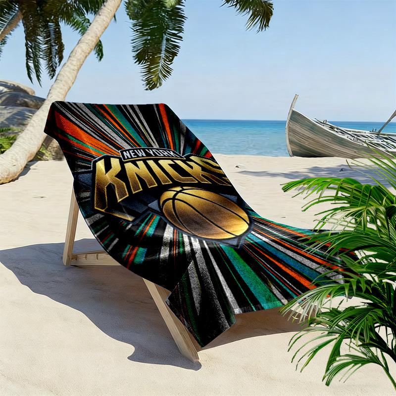 NY Knicks Print Beach Towel, Large Soft Quick Dry Towel for Beach Camping Swimming