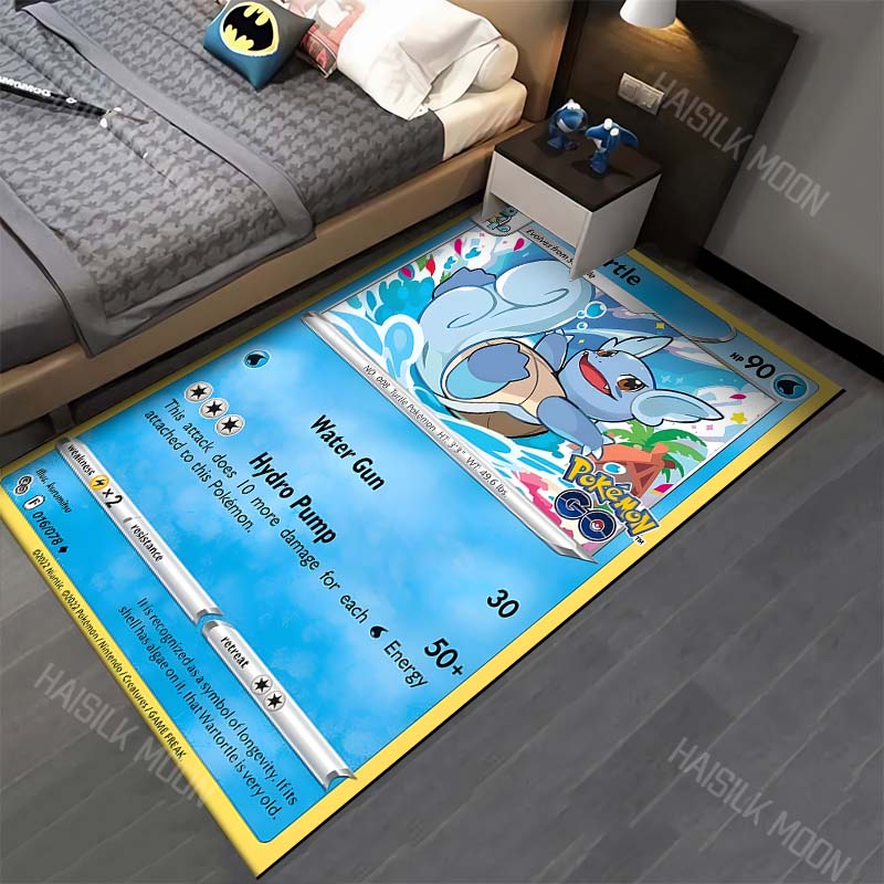 15 Sizes P-Pokemon Squirtle Cards Cartoon Carpets for Bedroom Living Room Sofa Study Large Area Decorative Rug Next Day Shipping